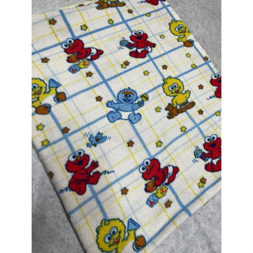 Sesame Street ABC Baby Blanket Elmo big bird  vintage‎ Fleece Grid 36x34